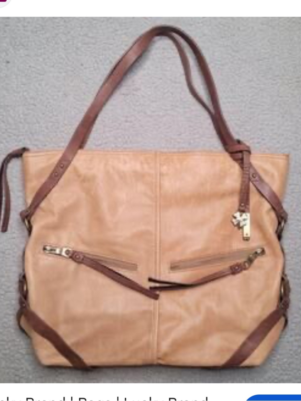 Lucky Brand tote Leather Crossbody Bag in Tan with Brown Strap